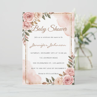 Söt Watercolor Flowers Garden Baby Shower Inbjudningar