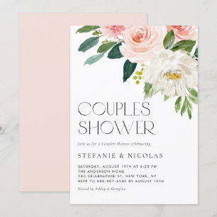 Söt Watercolor Flowers Garden Par Shower Inbjudningar