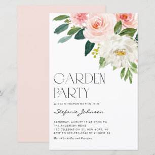 Söt Watercolor Flowers Garden Party bjudan