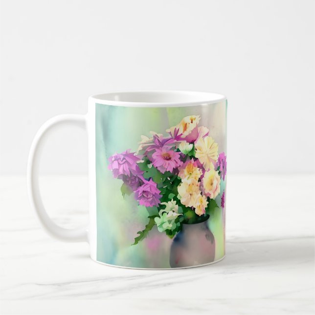 Söt Watercolor Flowers i Vas Kaffemugg (Vänster)