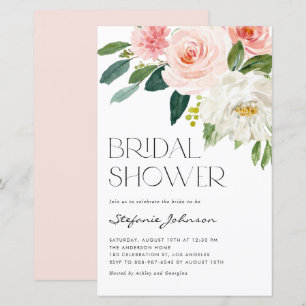 Söt Watercolor Flowers Inbjudningskort för möhippa