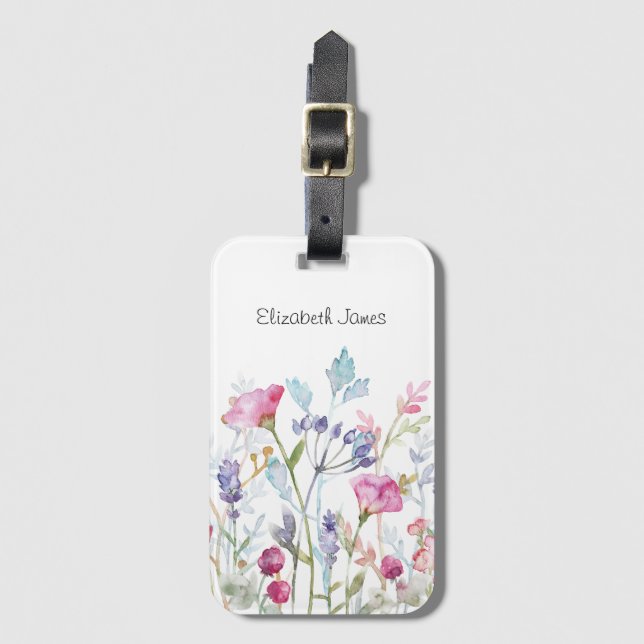 Söt Watercolor Flowers och Berries Bagagebricka (Framsida vertikal)