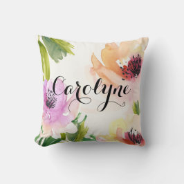 Söt Watercolor Flowers Personlig Pillow Kudde