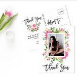 Söt Watercolor Flowers Script Photo Tack Vykort<br><div class="desc">Söt Watercolor Flowers skript Photo Tack Postcard.</div>