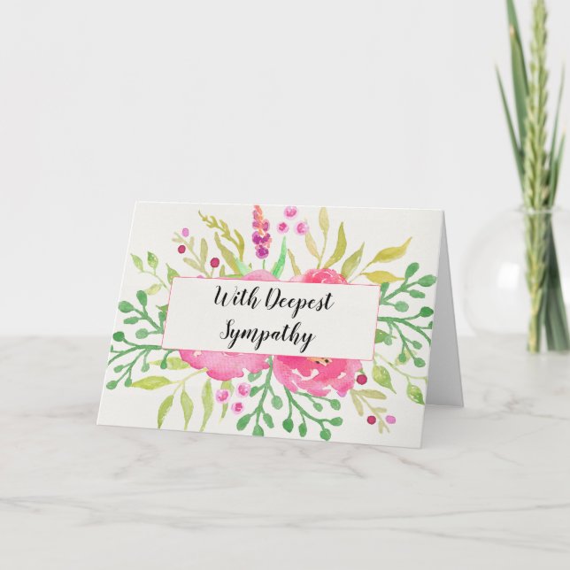 Söt Watercolor Flowers Sympathy Greeting Card Kort (Framsida)