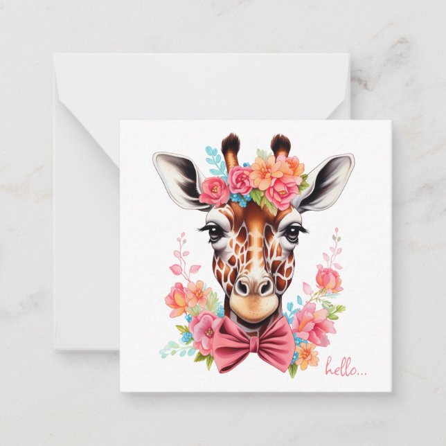 Söt Watercolor Giraffe Notecards Anteckningskort (Framsida)