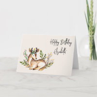 Söt Watercolor Hjort: Down Boho Birthday