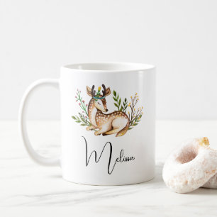 Söt Watercolor Hjort Lay Down Boho Kaffemugg