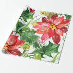 Söt Watercolor jul Poinsettia Blommigt Presentpapper<br><div class="desc">Söt Vattenfärgad jul Blommigt Poinsettia Papper radbrytning</div>