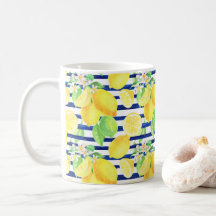 Söt Watercolor Lemons on Blue Rand