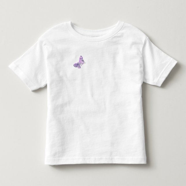 Söt Watercolor Light Lila Butterflies T-shirt (Framsida)