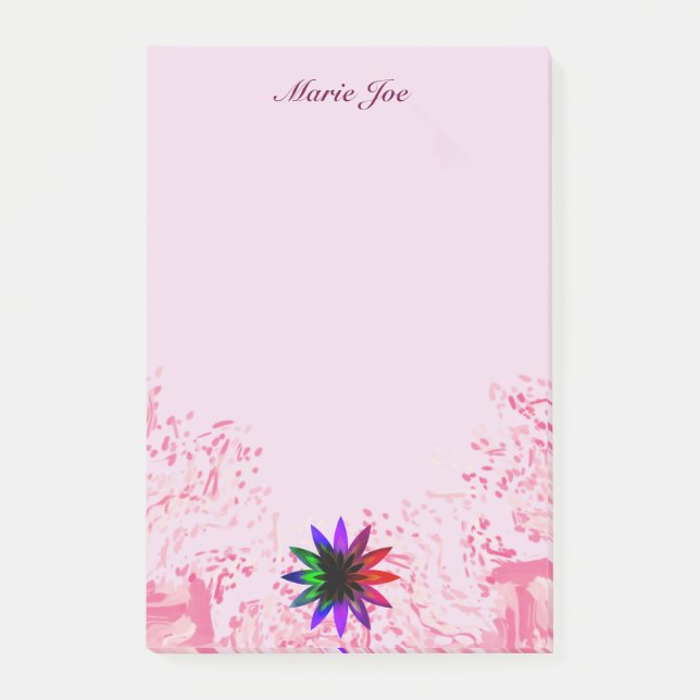 Söt Watercolor Lotus Flower Boarder Post-it Block (Framsida)