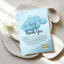 Söt Watercolor Moln Baby Pojke Shower Tack Kort