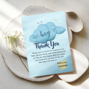 Söt Watercolor Moln Baby Pojke Shower Tack Kort