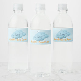 Söt Watercolor Moln Baby Pojke Shower Vattenflaska Etikett