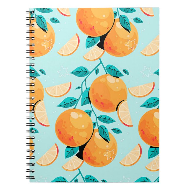 Söt Watercolor Orange Citrus Anteckningsbok (Framsidan)