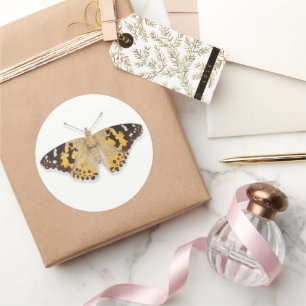 Söt Watercolor Paked Dam Butterfly Runt Klistermärke