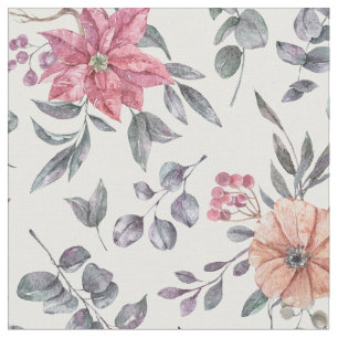 Söt Watercolor Poinsettias och Eucalyptus Tyg