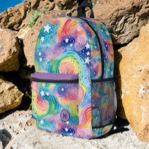 Söt Watercolor Rainbow Galaxy Monogram