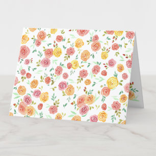 Söt Watercolor Ro Mönster Blank Card Tack Kort
