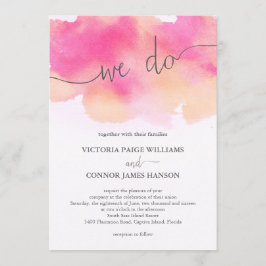 Söt Watercolor Rosa Peach Bröllop Inbjudningar