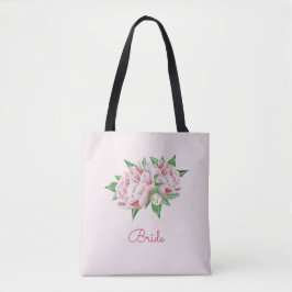Söt Watercolor Rosa Peony Tygkasse