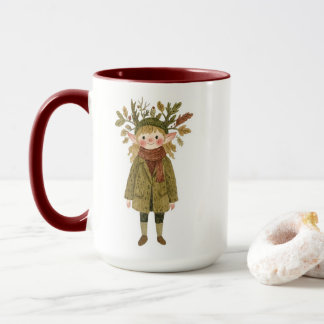 Söt Watercolor Skog Flickan Älva Två-Tons Kaffe Mugg