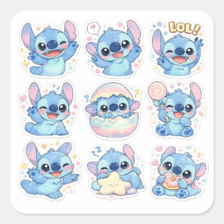 Söt Watercolor Stitch Fyrkantigt Klistermärke