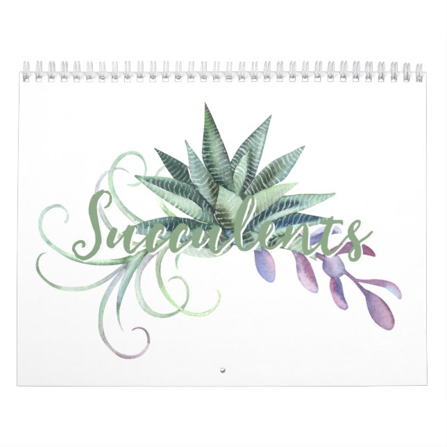 Söt Watercolor Succulents 20xx Kalender (Omslag)