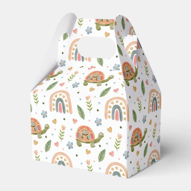 Söt Watercolor Turtle och Rainbow Mönster Presentaskar (Framsidan Sidan)