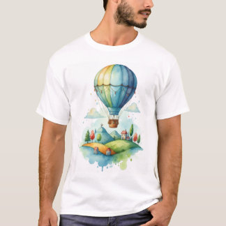 Söt Watercolor Varm Luftballong T-Shirt