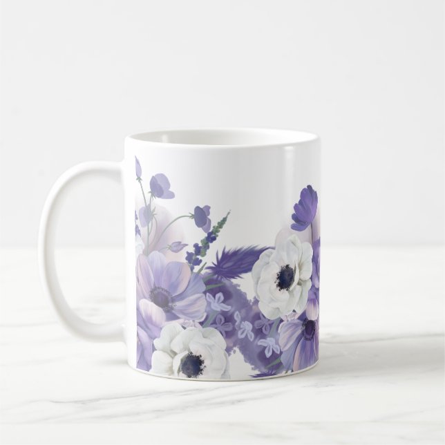 Söt Watercolor Violet Blommigt Kaffemugg (Vänster)