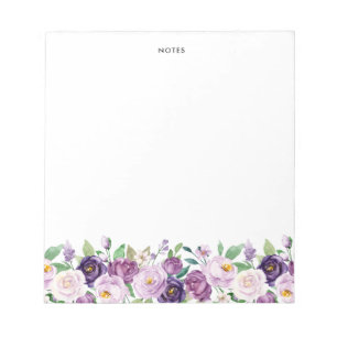 Söt Watercolor Violet Lila blommor Anteckningsblock