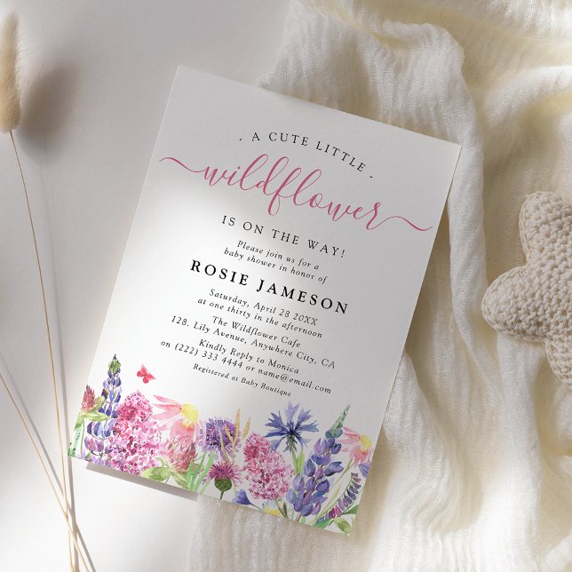Söt Watercolor Wildblomma Baby Shower Inbjudningar (Skapare uppladdad)