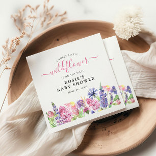 Söt Watercolor Wildblomma Baby Shower Pappersservett