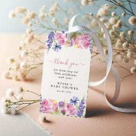 Söt Watercolor Wildblomma Baby Shower-Tack Presentetikett