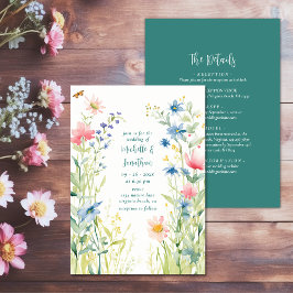 Söt Watercolor Wildblommor Alla i One Bröllop Inbjudningar