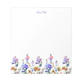 Söt Watercolor Wildblommor | ditt namn Anteckningsblock