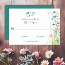 Söt Watercolor Wildblommor Garden Wedding Wedding