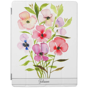 Söt Watercolor Wildblommor med Namn iPad Skydd