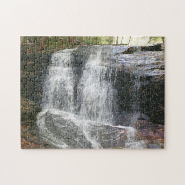 Söt Waterfall Oil Photo Painting Pussel (Horisontell)