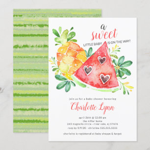Söt Watermelon Baby Shower-inbjudan Inbjudningar