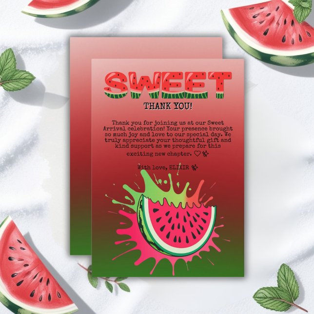 Söt Watermelon Baby Shower Tack Kort (Skapare uppladdad)