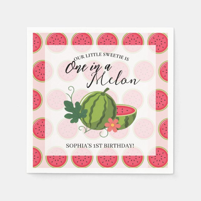 Söt Watermelon Ribbon-inbjudan Pappersservett (Framsidan)