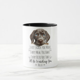 Söt Weimaraner Hund Rolig Anpassad Mugg