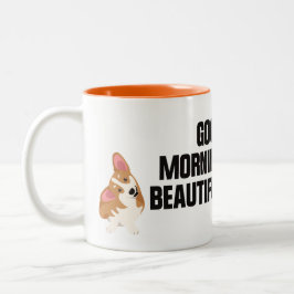 Söt welsh corgi hund Älskare Morgonhälsning Kaffe Två-Tonad Mugg