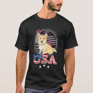 Söt Welsh Corgi USA Hund T Shirt