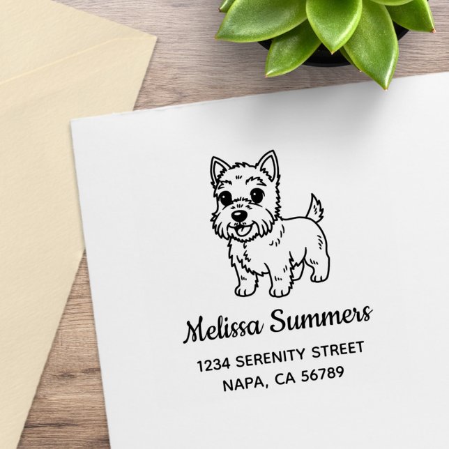 Söt West Highland Terrier Hund Adress Stämpel (Skapare uppladdad)