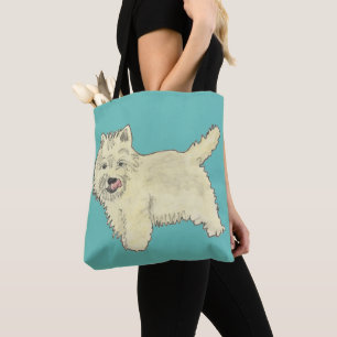 Söt West Highland Terrier Hund Konst Målningsdesig Tygkasse