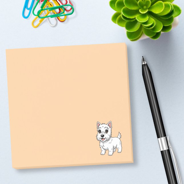 Söt West Highland White Terrier hund Beige Post-it Block (Skapare uppladdad)